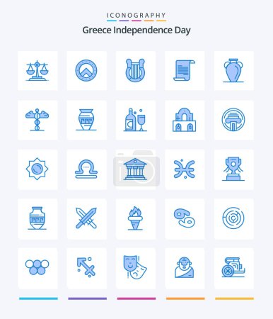 Illustration for Creative Greece Independence Day 25 Blue icon pack  Such As nation. greece. harp. culture. text - Royalty Free Image