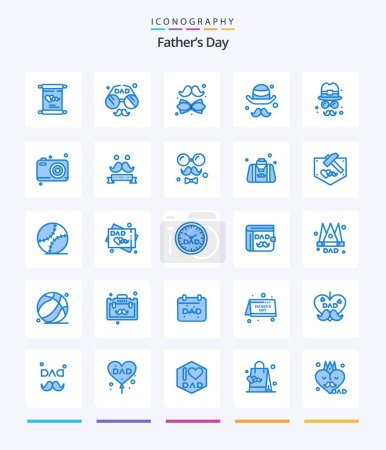 Illustration for Creative Fathers Day 25 Blue icon pack  Such As fathers. brim. fathers day. avatar. father - Royalty Free Image
