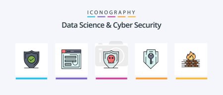 Téléchargez les illustrations : Data Science And Cyber Security Line Filled 5 Icon Pack Including password. hack. banking. email. secure. Creative Icons Design - en licence libre de droit