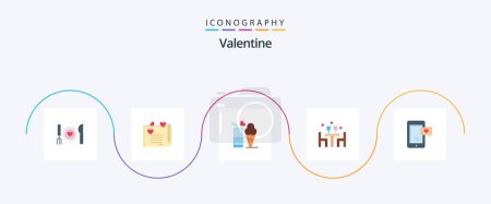 Téléchargez les illustrations : Valentine Flat 5 Icon Pack Including food. day. love. valentines. love - en licence libre de droit