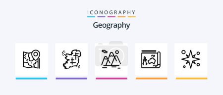 Ilustración de Geo Graphy Line 5 Icon Pack Including guide. map. home. protection. human hand. Creative Icons Design - Imagen libre de derechos