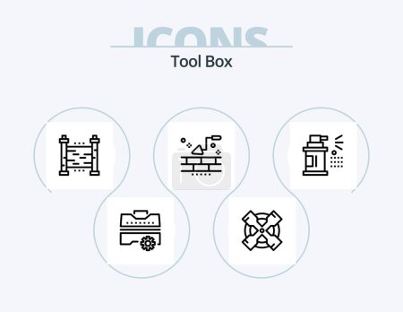 Illustration for Tools Line Icon Pack 5 Icon Design. construction. trowel. planning. building. valve - Royalty Free Image