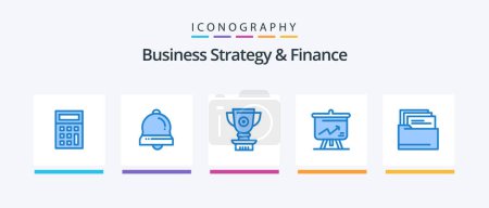 Téléchargez les illustrations : Business Strategy And Finance Blue 5 Icon Pack Including files. board. award. graph. analytics. Creative Icons Design - en licence libre de droit