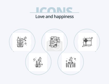 Ilustración de Love Line Icon Pack 5 Icon Design. message. card. angle. folder. favorite - Imagen libre de derechos
