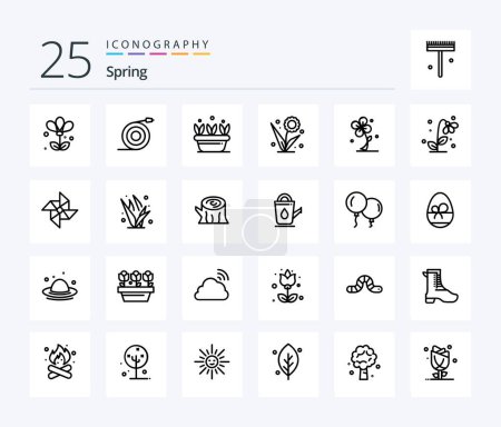 Illustration for Spring 25 Line icon pack including spring. nature. growth. flower. flora - Royalty Free Image