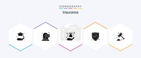 Illustration for Insurance 25 Glyph icon pack including law. protection. security. insurance. protection - Royalty Free Image