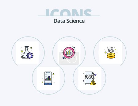 Téléchargez les illustrations : Data Science Line Filled Icon Pack 5 Icon Design. data. big data. seo. storage. cloud - en licence libre de droit