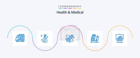 Ilustración de Health And Medical Blue 5 Icon Pack Including . shield. medical. healthcare. medicine - Imagen libre de derechos