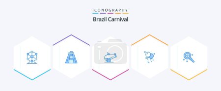 Ilustración de Brazil Carnival 25 Blue icon pack including . balloons. . lolly - Imagen libre de derechos