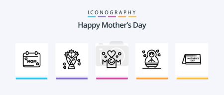 Illustration for Happy Mothers Day Line 5 Icon Pack Including . child. date. Creative Icons Design - Royalty Free Image