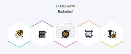 Téléchargez les illustrations : Basketball 25 FilledLine icon pack including basketball net. basket. basketball. break. interior - en licence libre de droit