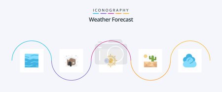 Illustration for Weather Flat 5 Icon Pack Including storage. cloud. sun. climate. sun - Royalty Free Image