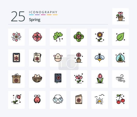 Illustration for Spring 25 Line Filled icon pack including flower. nature. spring flower. leaf. spring - Royalty Free Image