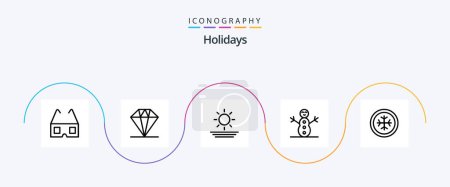 Ilustración de Holidays Line 5 Icon Pack Including . sun. frost - Imagen libre de derechos