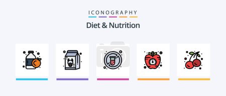Illustration for Diet And Nutrition Line Filled 5 Icon Pack Including water. drink. boiled eggs. diet. food. Creative Icons Design - Royalty Free Image