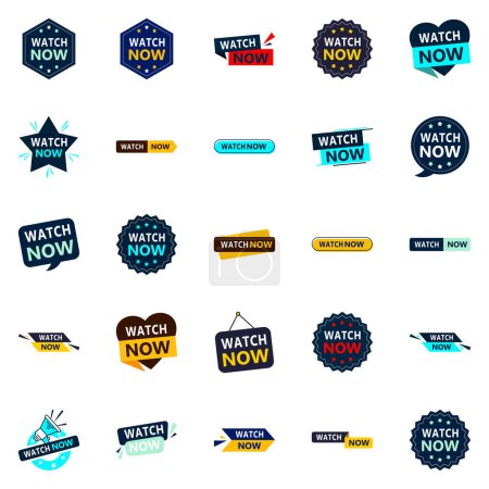 Téléchargez les illustrations : 25 Professional Watch Now Banners to Elevate Your Brand - en licence libre de droit