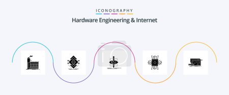 Illustration for Hardware Engineering And Internet Glyph 5 Icon Pack Including microchip. chip. science. science. pollution - Royalty Free Image