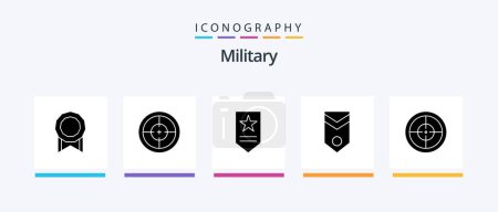Téléchargez les illustrations : Military Glyph 5 Icon Pack Including badge. stripes. insignia. rank. military. Creative Icons Design - en licence libre de droit
