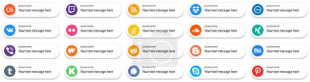 Téléchargez les illustrations : Customizable Social Media Follow Me Icons 20 pack such as sound. overflow. stock and stockoverflow icons. Elegant and high resolution - en licence libre de droit