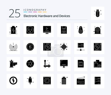 Téléchargez les illustrations : Devices 25 Solid Glyph icon pack including devices. products. technology. floppy. disc - en licence libre de droit