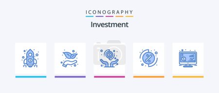 Téléchargez les illustrations : Investment Blue 5 Icon Pack Including money. return. hands. investment. menu. Creative Icons Design - en licence libre de droit