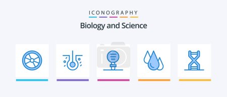 Illustration for Biology Blue 5 Icon Pack Including study. learn. biology. experiment. research. Creative Icons Design - Royalty Free Image