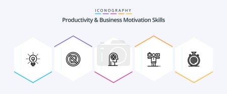 Ilustración de Productivity And Business Motivation Skills 25 Line icon pack including play. balance. off. human. focus - Imagen libre de derechos