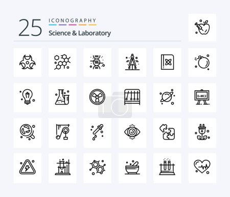 Téléchargez les illustrations : Science 25 Line icon pack including comet. science. science. physics. book - en licence libre de droit