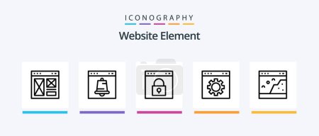 Téléchargez les illustrations : Website Element Line 5 Icon Pack Including page. browser. page. website. tool. Creative Icons Design - en licence libre de droit