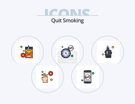 Ilustración de Quit Smoking Line Filled Icon Pack 5 Icon Design. not allowed. smoke. not allowed. cigarette. dangerous - Imagen libre de derechos