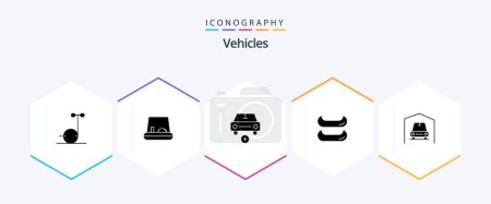 Illustration for Vehicles 25 Glyph icon pack including . . plus. car. garage - Royalty Free Image