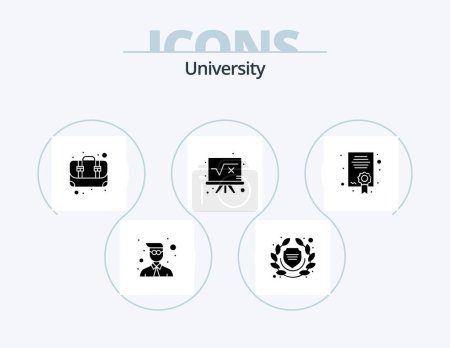 Ilustración de University Glyph Icon Pack 5 Icon Design. degree. formula. box. education. math - Imagen libre de derechos