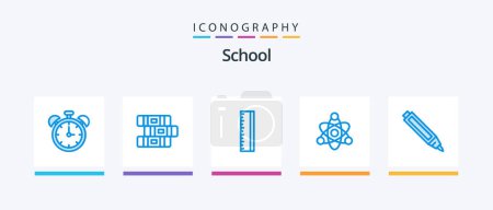 Téléchargez les illustrations : School Blue 5 Icon Pack Including . pencil. ruler. pen. education. Creative Icons Design - en licence libre de droit