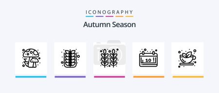 Téléchargez les illustrations : Autumn Line 5 Icon Pack Including nature. leaf. poison. autumn. food. Creative Icons Design - en licence libre de droit