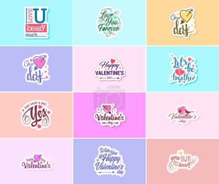 Téléchargez les illustrations : Love is in the Details: Valentine's Day Typography Stickers - en licence libre de droit