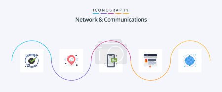 Illustration for Network And Communications Flat 5 Icon Pack Including website. layout. map pin. edit. mobile - Royalty Free Image