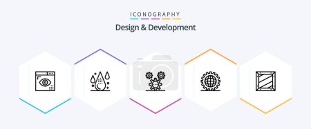 Téléchargez les illustrations : Design and Development 25 Line icon pack including development. coding. development. programing. development - en licence libre de droit