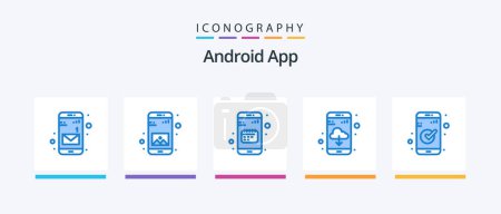 Téléchargez les illustrations : Android App Blue 5 Icon Pack Including essential. app. app. cloud. app. Creative Icons Design - en licence libre de droit