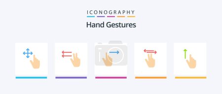 Téléchargez les illustrations : Hand Gestures Flat 5 Icon Pack Including gesture. up. right. touch. hand. Creative Icons Design - en licence libre de droit