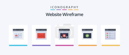Illustration for Website Wireframe Flat 5 Icon Pack Including . web. text. web. Creative Icons Design - Royalty Free Image