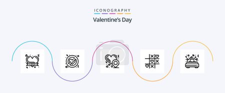 Téléchargez les illustrations : Valentines Day Line 5 Icon Pack Including married. bed. heart location. valentine. heart - en licence libre de droit