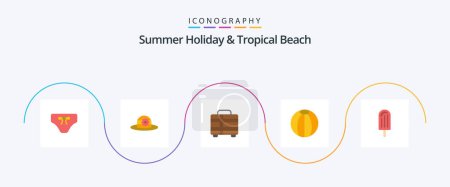Illustration for Beach Flat 5 Icon Pack Including dessert. beach. holiday. toy. beach - Royalty Free Image