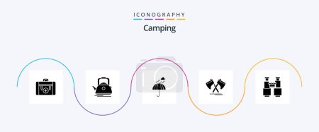 Téléchargez les illustrations : Camping Glyph 5 Icon Pack Including tool. axe. camping. weather. rain - en licence libre de droit