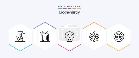 Ilustración de Biochemistry 25 Line icon pack including chemistry. biochemistry. danger. chemistry. biology - Imagen libre de derechos