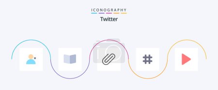 Ilustración de Twitter Flat 5 Icon Pack Including video. twitter. attachment. tweet. follow - Imagen libre de derechos