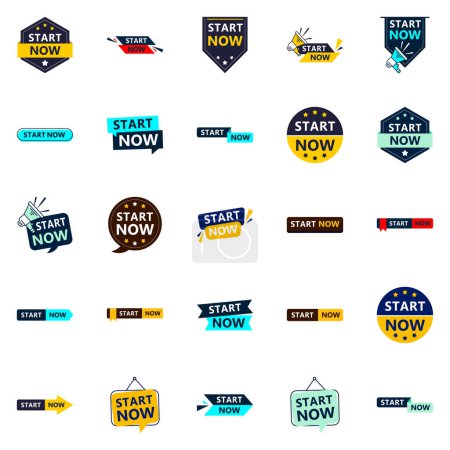 Illustration for 25 Versatile Typographic Banners for promoting starting across platforms - Royalty Free Image