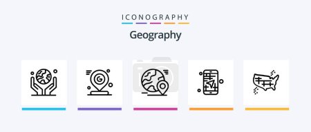 Téléchargez les illustrations : Geo Graphy Line 5 Icon Pack Including travel. destination. rock. landscape. travel. Creative Icons Design - en licence libre de droit