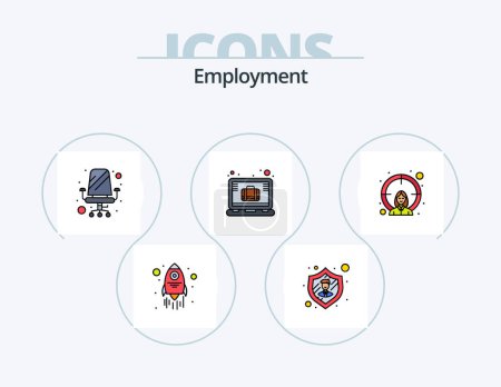 Téléchargez les illustrations : Employment Line Filled Icon Pack 5 Icon Design. business. professional. achievement. podium. medal - en licence libre de droit
