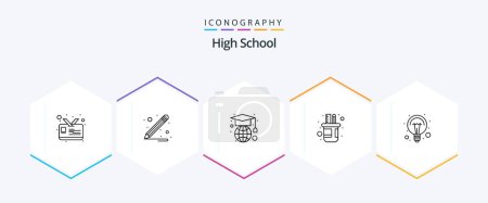 Ilustración de High School 25 Line icon pack including . light. holder. ideas. education - Imagen libre de derechos