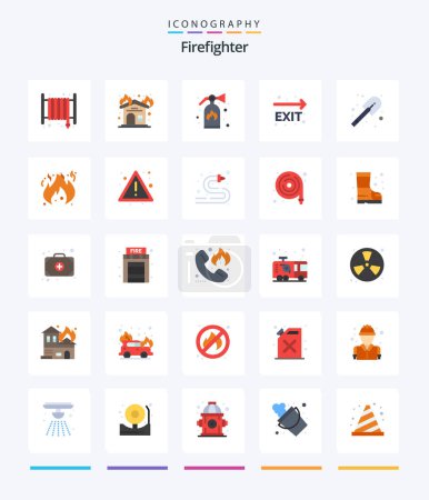 Illustration for Creative Firefighter 25 Flat icon pack  Such As shovel. construction. extinguisher. navigation. fire exit - Royalty Free Image